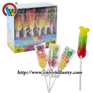 Halal caterpillar shape jelly gummy lollipop candy